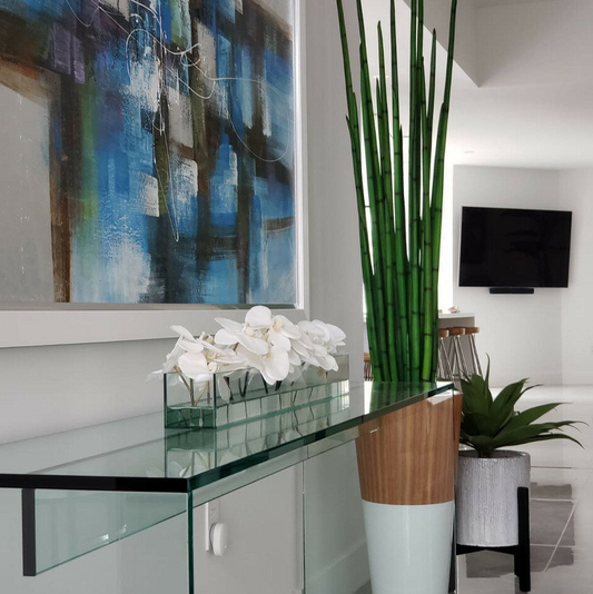 cobra hierba artificial (160 cm) con lux blanco maceta.