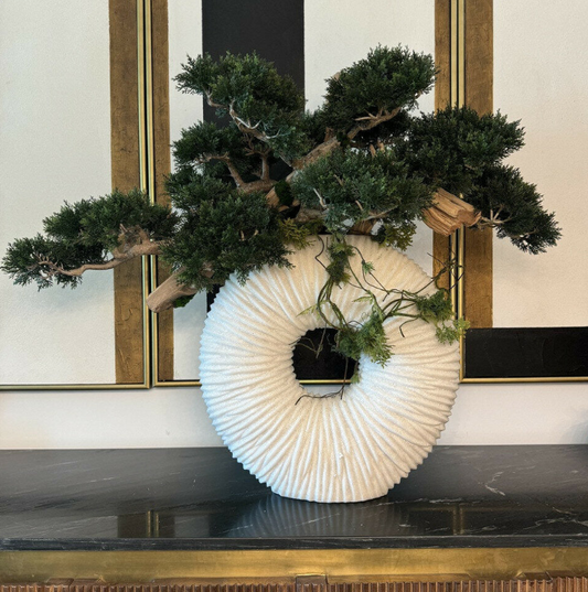 grande eternidad jarrón con cascada bonsái y madera-a-la-deriva