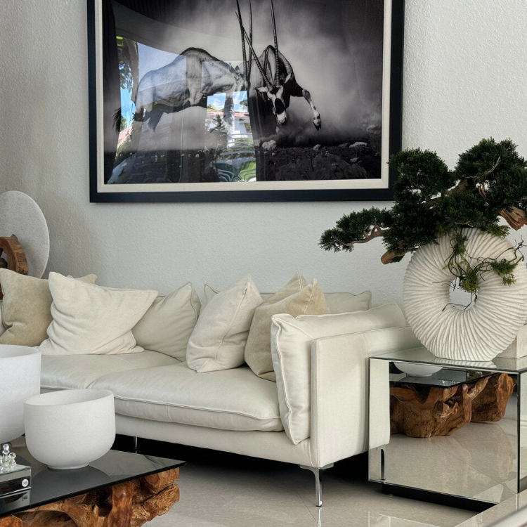 grande eternidad jarrón con cascada bonsái y madera-a-la-deriva