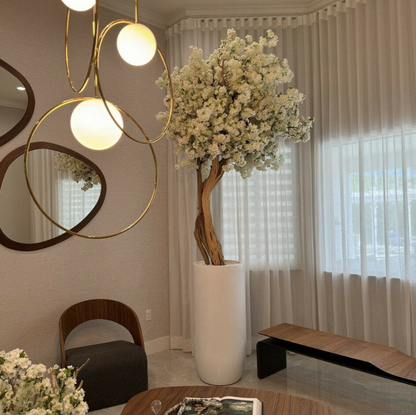 mate beige st. tropez jarrón con blanco cerezo flor árbol