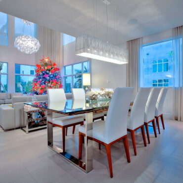 48″ Casa Moderna vidrio plato jardinera con blanco orquídeas