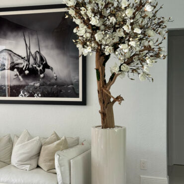 brillante beige st. tropez jardinera con personalizado hecho magnolia árbol