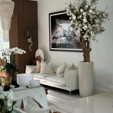brillante beige st. tropez jardinera con personalizado hecho magnolia árbol