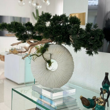 mediano eternidad jarrón con colgante bonsái árbol y madera-a-la-deriva