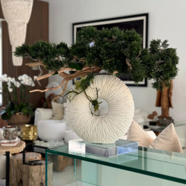 mediano eternidad jarrón con colgante bonsái árbol y madera-a-la-deriva