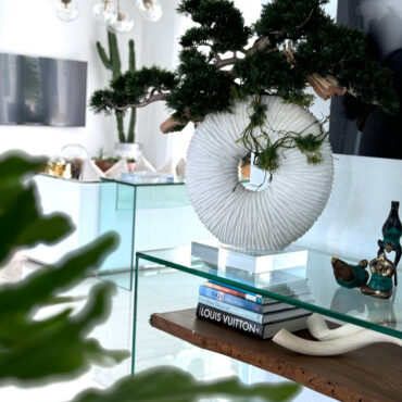 grande eternidad jarrón con colgante bonsái árbol y madera-a-la-deriva