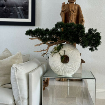 mediano eternidad jarrón con colgante bonsái árbol y madera-a-la-deriva